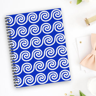 Greek Meander Key Waves Pattern Blue Planner