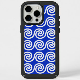 Greek Meander Key Waves Pattern Blue iPhone 15 Pro Max Case