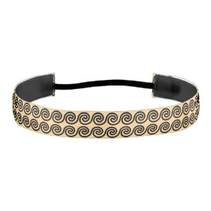 Greek Meander Key Waves Pattern Brown Athletic Headband