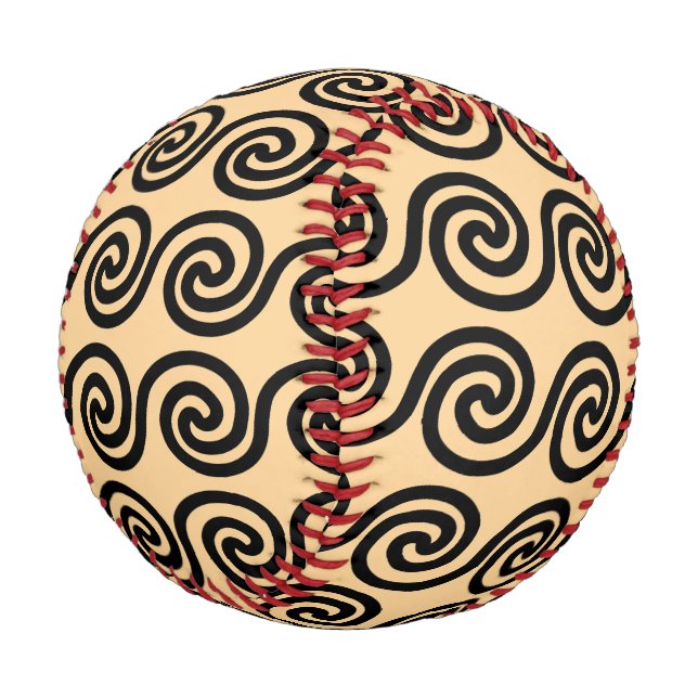 Greek Meander Key Waves Pattern Brown Baseball (Angled)