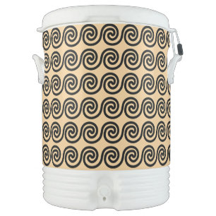Greek Meander Key Waves Pattern Brown Beverage Cooler