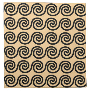 Greek Meander Key Waves Pattern Brown Cloth Napkin