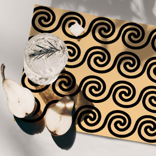 Greek Meander Key Waves Pattern Brown Cloth Placemat