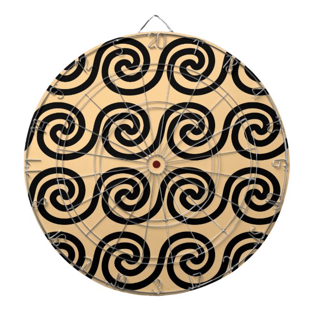 Greek Meander Key Waves Pattern Brown Dart Board (Front)