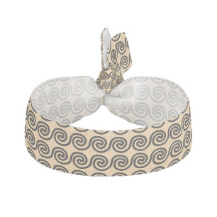 Greek Meander Key Waves Pattern Brown Elastic Hair Tie
