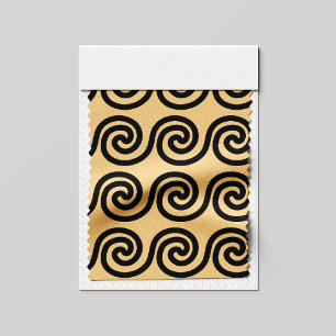 Greek Meander Key Waves Pattern Brown Fabric