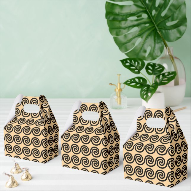 Greek Meander Key Waves Pattern Brown Favor Boxes (Multiple)