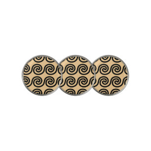 Greek Meander Key Waves Pattern Brown Golf Ball Marker