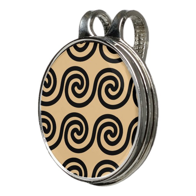 Greek Meander Key Waves Pattern Brown Golf Hat Clip (3/4)
