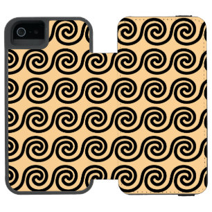 Greek Meander Key Waves Pattern Brown iPhone SE/5/5s Wallet Case