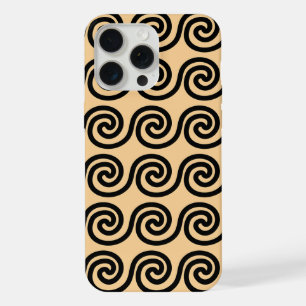 Greek Meander Key Waves Pattern Brown iPhone 15 Pro Max Case