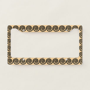 Greek Meander Key Waves Pattern Brown License Plate Frame