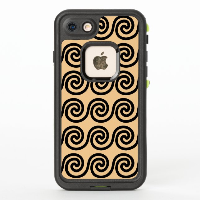 Greek Meander Key Waves Pattern Brown LifeProof iPhone Case (Back)