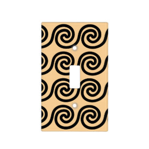 Greek Meander Key Waves Pattern Brown Light Switch Cover