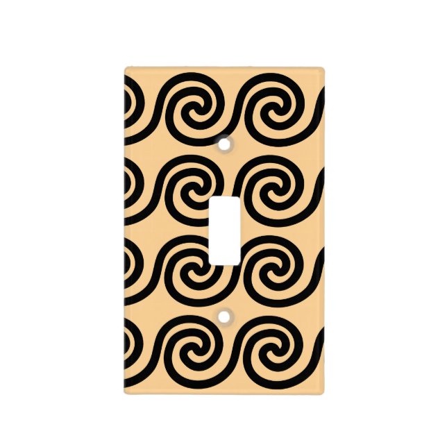 Greek Meander Key Waves Pattern Brown Light Switch Cover (Front)