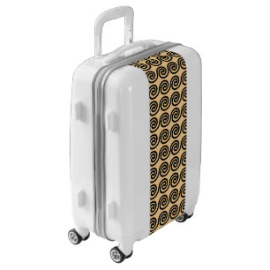 Greek Meander Key Waves Pattern Brown Luggage