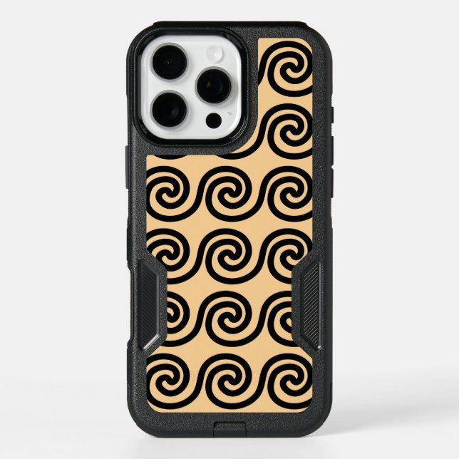 Greek Meander Key Waves Pattern Brown Otterbox iPhone Case (Back)
