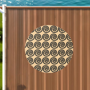 Greek Meander Key Waves Pattern Brown Outdoor Rug