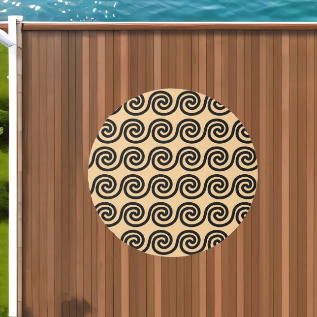 Greek Meander Key Waves Pattern Brown Outdoor Rug (Insitu (Outdoor 1))