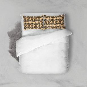 Greek Meander Key Waves Pattern Brown Pillow Case