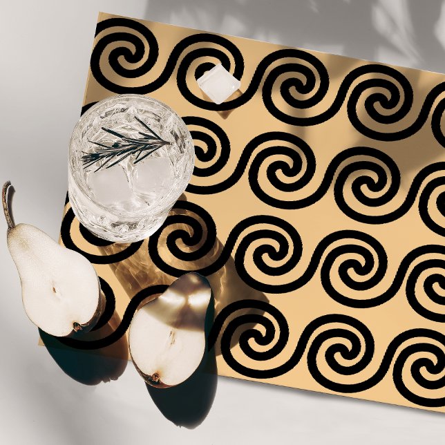 Greek Meander Key Waves Pattern Brown Placemat (Creator Uploaded)