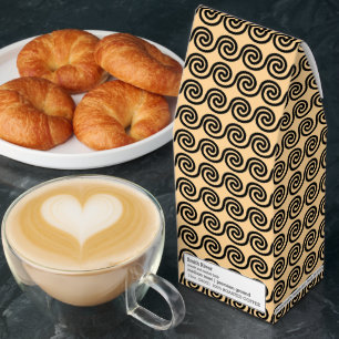 Greek Meander Key Waves Pattern Brown Roasted Coffee