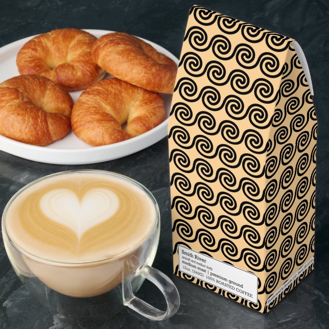 Greek Meander Key Waves Pattern Brown Roasted Coffee (Breakfast)