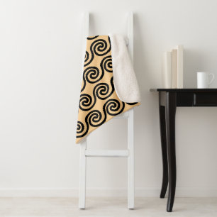 Greek Meander Key Waves Pattern Brown Sherpa Blanket