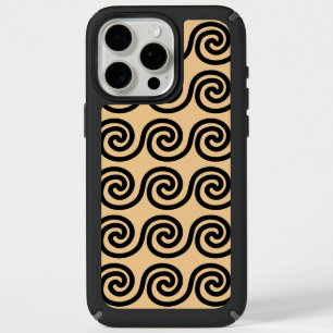 Greek Meander Key Waves Pattern Brown iPhone 15 Pro Max Case