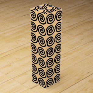 Greek Meander Key Waves Pattern Brown Wine Box