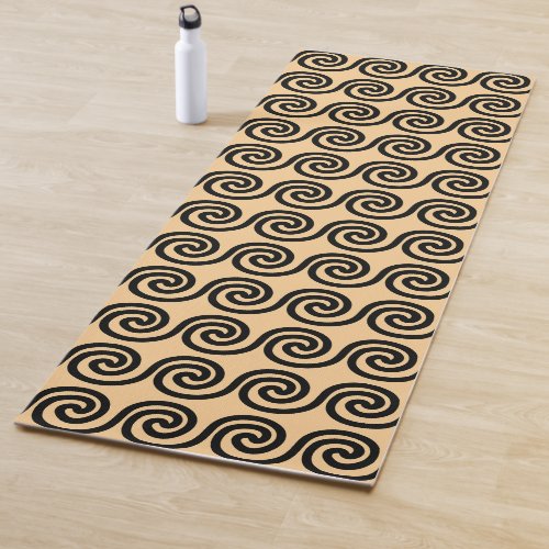 Greek Meander Key Waves Pattern Brown Yoga Mat