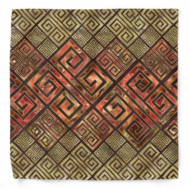 Greek Meander Pattern - Greek Key Ornament Bandana (Front)