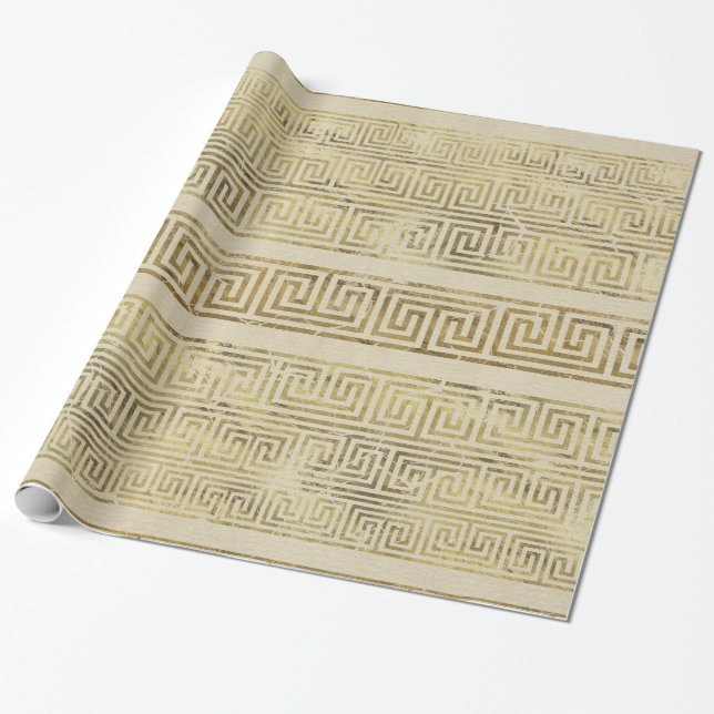 Greek Meander Pattern - Greek Key Ornament Wrapping Paper (Unrolled)