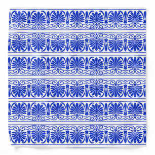 Greek Mediterranean Arabesque Pattern Blue Bandana