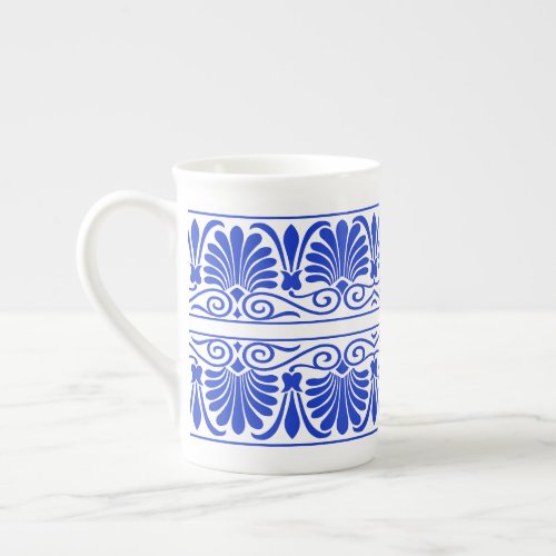 Greek Mediterranean Arabesque Pattern Blue Bone China Mug