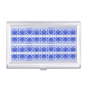 Greek Mediterranean Arabesque Pattern Blue Business Card Case