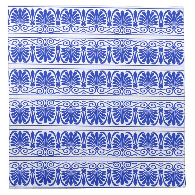 Greek Mediterranean Arabesque Pattern Blue Cloth Napkin (Front)