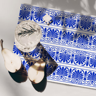 Greek Mediterranean Arabesque Pattern Blue Cloth Placemat