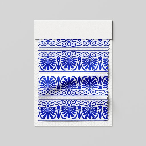 Greek Mediterranean Arabesque Pattern Blue Fabric