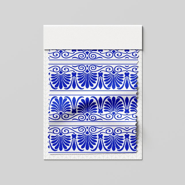 Greek Mediterranean Arabesque Pattern Blue Fabric (Creator Uploaded)