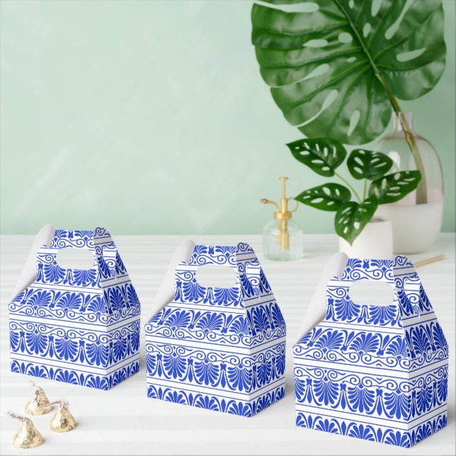 Greek Mediterranean Arabesque Pattern Blue Favor Boxes (Multiple)