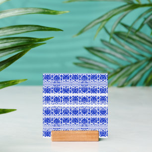 Greek Mediterranean Arabesque Pattern Blue Holder