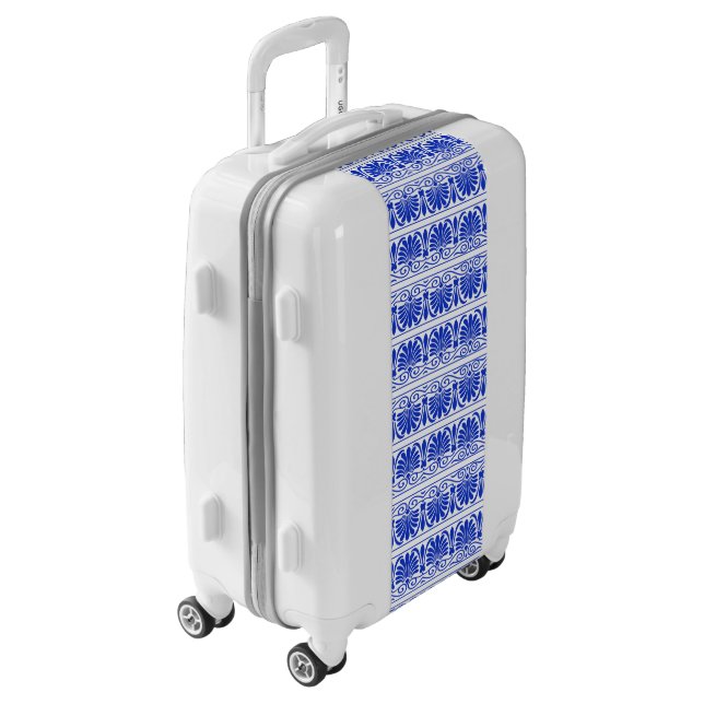 Greek Mediterranean Arabesque Pattern Blue Luggage (Rotated Left)