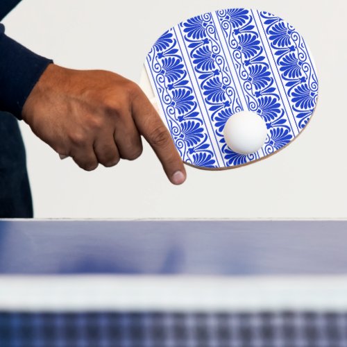 Greek Mediterranean Arabesque Pattern Blue Ping Pong Paddle