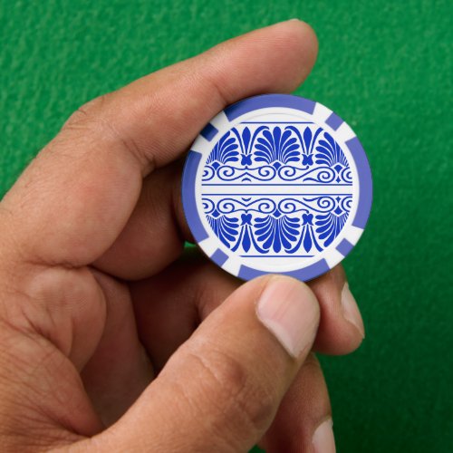 Greek Mediterranean Arabesque Pattern Blue Poker Chips