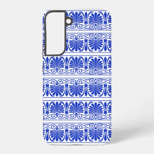 Greek Mediterranean Arabesque Pattern Blue Samsung Galaxy S22 Case