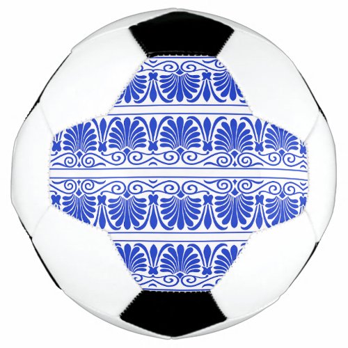 Greek Mediterranean Arabesque Pattern Blue Soccer Ball