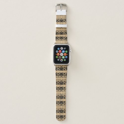 Greek Mediterranean Arabesque Pattern Brown Apple Watch Band