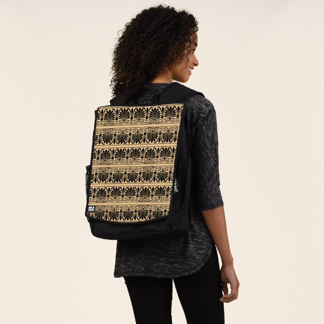 Greek Mediterranean Arabesque Pattern Brown Backpack (Worn)