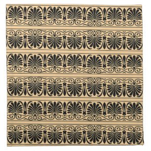 Greek Mediterranean Arabesque Pattern Brown Cloth Napkin